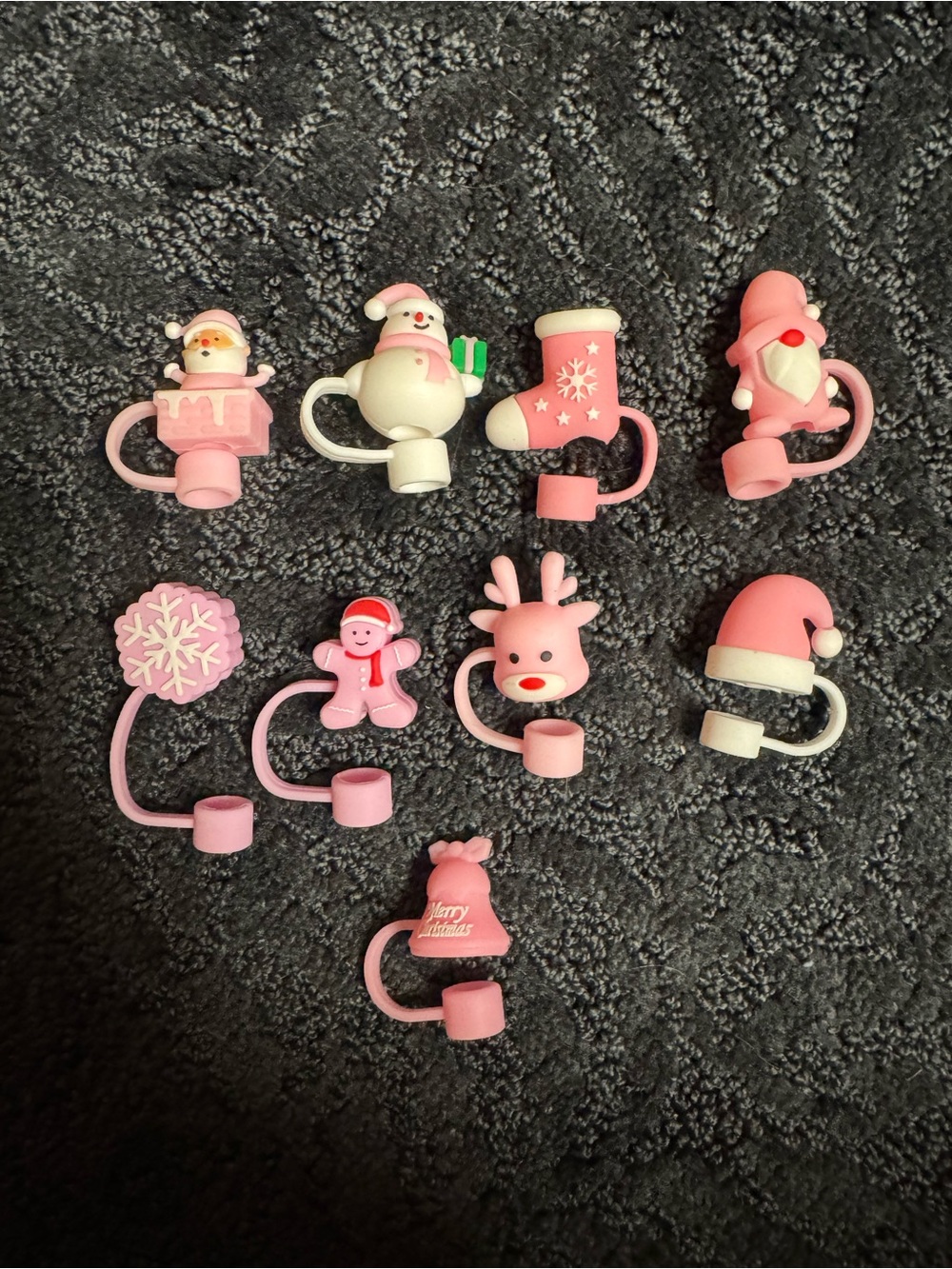 NEW Pink Christmas straw toppers